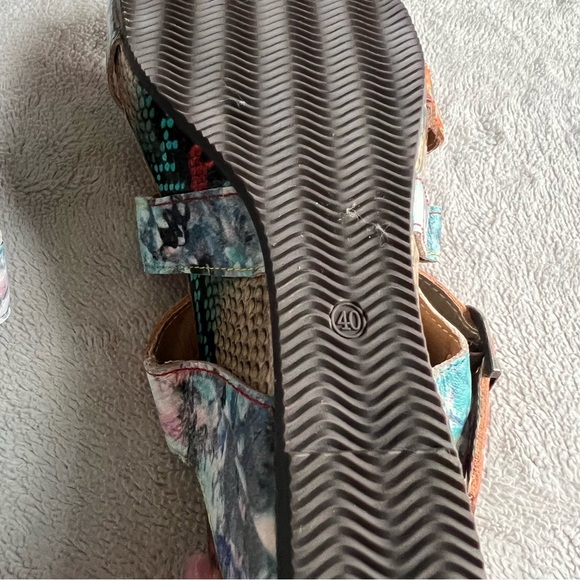 Spring Step L'artiste Baocire Artsy Strappy Wedge Slide Leather Sandals Camel - Picture 7 of 12